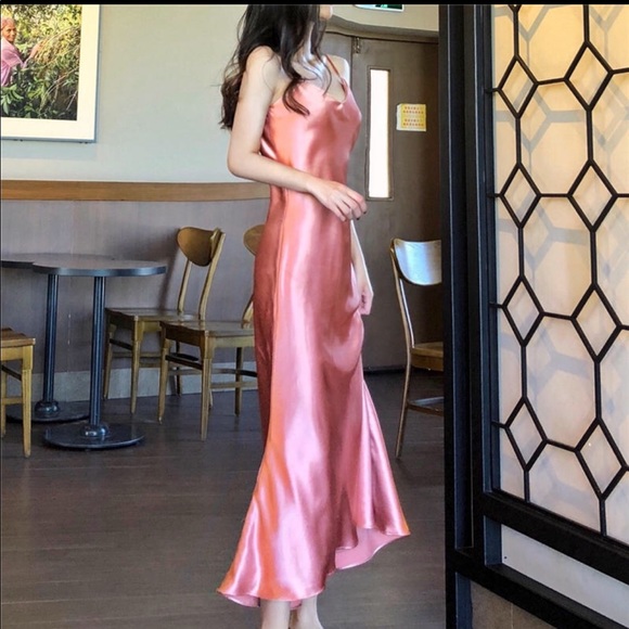 Pink Fishtail Maxi Slip Dress - Picture 2 of 6